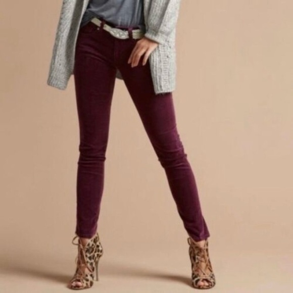 CAbi 3197 Vino Corduroy Skinny Jeans Pants Purple Size 4 - Picture 1 of 11